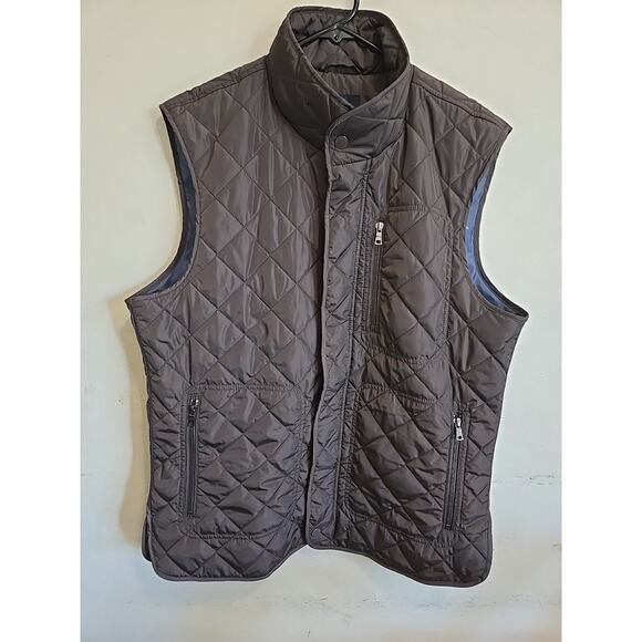 Tailorbyrd Collection Quilted Vest Brown Lined Men's L Full Zip Snap Handsome - Picture 1 of 14